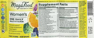 Women's One Daily Multivitamin label