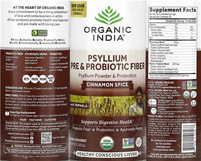 Psyllium Pre & Probiotic Fiber Cinnamon Spice label