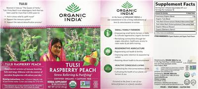 Tulsi Raspberry Peach label