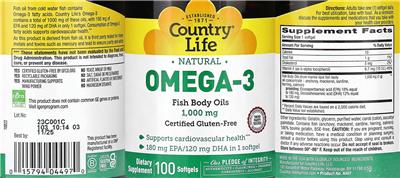 Natural Omega-3 1,000 mg label