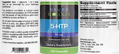 5-HTP 50 mg label