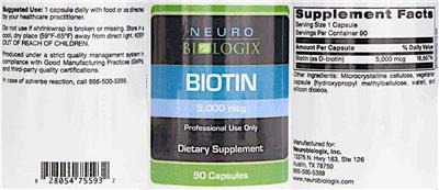 Biotin 5,000 mcg label