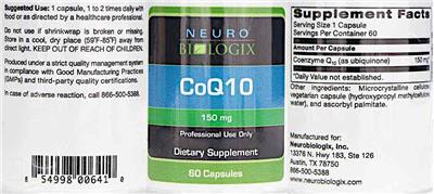 CoQ10 150 mg label