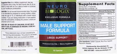 Male Support Formula label