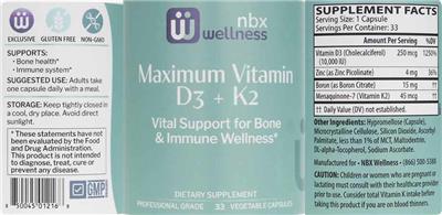 Maximum Vitamin D3 + K2 label