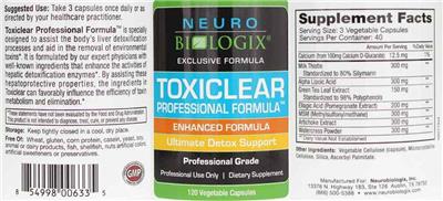 Toxiclear Professional Formula label