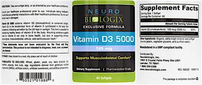 Vitamin D3 5000 125 mcg label