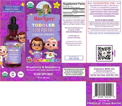 CoComelon Toddler Elderberry Liquid Drops Blueberry & Raspberry label