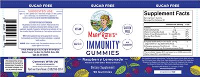 Immunity Gummies Raspberry Lemonade label