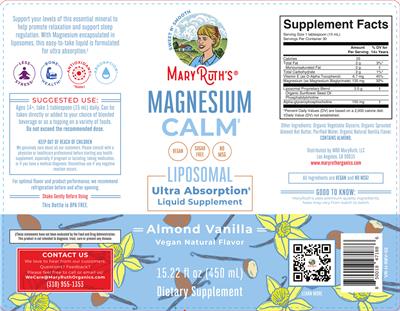 Magnesium Calm Liposomal Almond Vanilla label