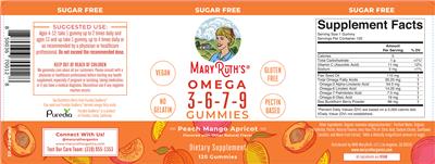 Omega 3-6-7-9 Gummies Peach Mango Apricot Flavored label