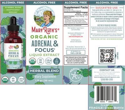 Organic Adrenal & Focus Liquid Extract label