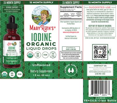 Organic Iodine Liquid Drops Unflavored label