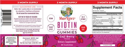 Biotin Gummies Goji Berry Flavored label