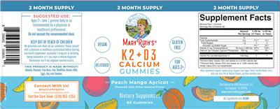 K2 + D3 Calcium Gummies label