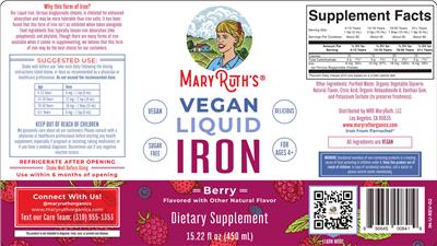 Vegan Liquid Iron Berry label