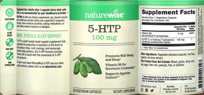 5-HTP 100 mg label
