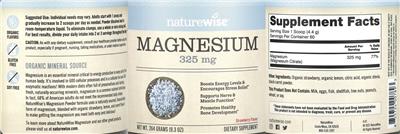 Magnesium 325 mg Strawberry Flavor label