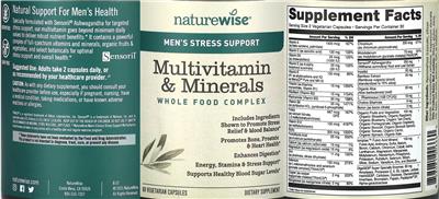 Multivitamin & Minerals Men's Stress Support label
