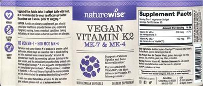 Vegan Vitamin K2 label
