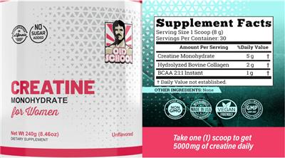 Creatine Monohydrate for Women Unflavored label