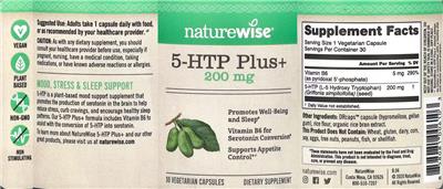 5-HTP Plus+ 200 mg label