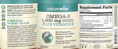 Omega-3 1,000 mg Plus Vitamin E label