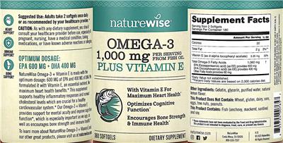Omega-3 1,000 mg Plus Vitamin E label