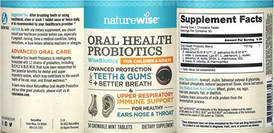 Oral Health Probiotics WiseBiotics Mint label