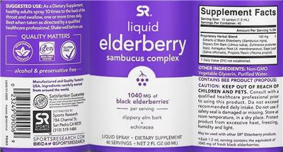 Liquid Elderberry Sambucus Complex label