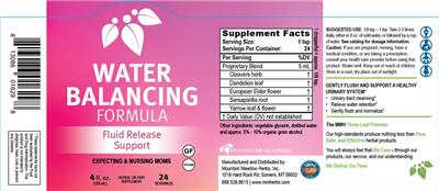 Water Balancing Formula label