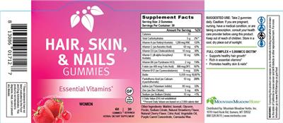 Hair, Skin, & Nails Gummies Cherry Strawberry Flavor label