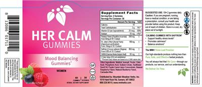 Her Calm Gummies Mixed Berry Flavor label
