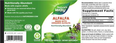 Alfalfa 1,215 mg label