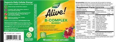 Alive! B-Complex Gummy Mango Flavored label