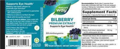 Bilberry Premium Extract label