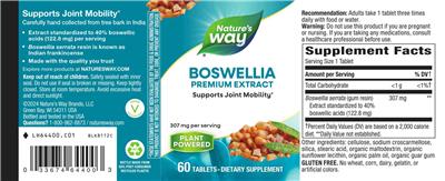 Boswellia 307 mg label