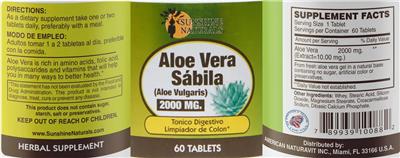 Aloe Vera 2000 mg label