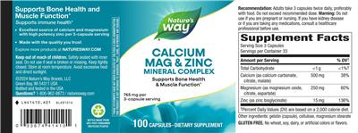 Calcium Mag & Zinc Mineral Complex label