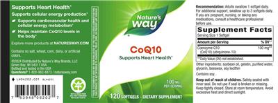CoQ10 100 mg label
