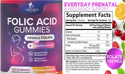 Folic Acid Gummies label