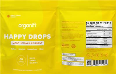 Happy Drops Sweet Lemon Gummy label