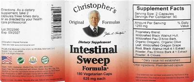 Intestinal Sweep Formula label