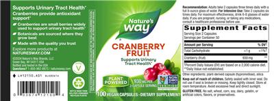 Cranberry Fruit 930 mg label