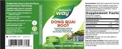 Dong Quai Root 1,130 mg label