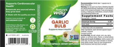 Garlic Bulb 580 mg label