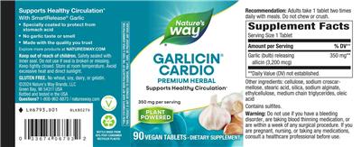 Garlicin Cardio 350 mg label