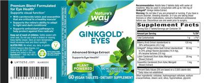 Ginkgold Eyes 60 mg label
