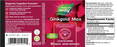 Ginkgold Max 120 mg label