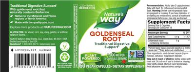 Goldenseal Root 1,000 mg label
